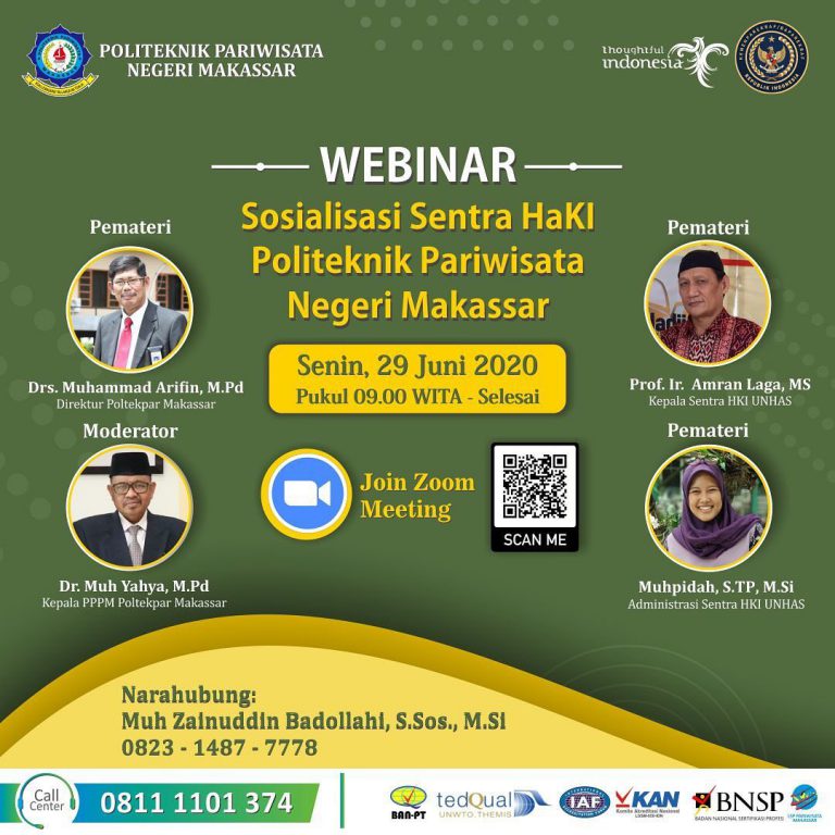 WEBINAR Sosialisasi Sentra HaKI Politeknik Pariwisata Negeri Makassar